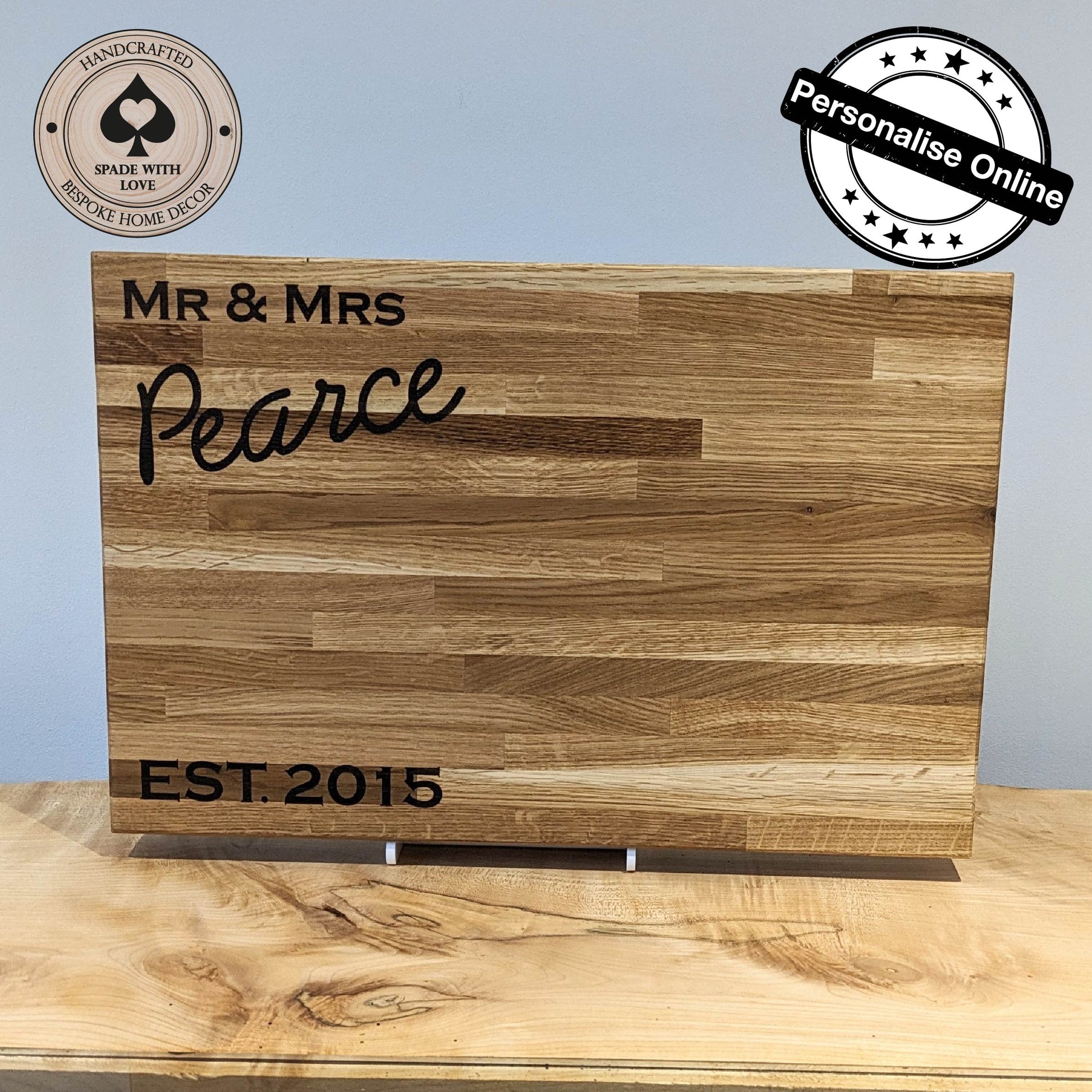 Solid Wood Chopping Board - Weeding Anniversary Gift - Personalised Wedding Anniversary Gift 