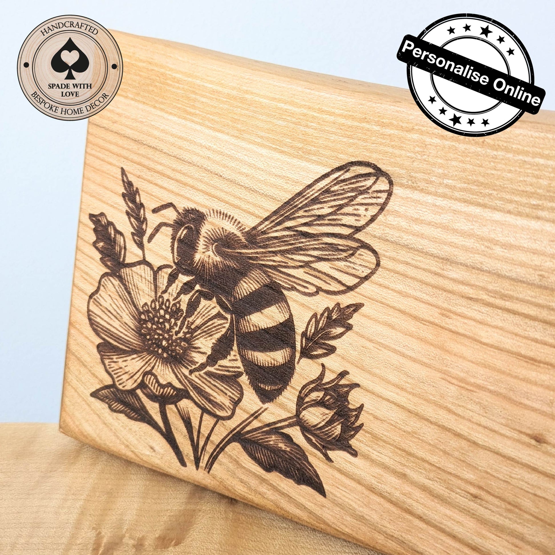 Solid Wood Serving Board - Personalised Serving Board - Custom Wooden Serving Board - Add your Name Board - bee serving Board