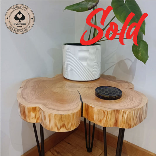 Resin and Wood Side Tables - Natural Wood Shape with Black Resin Infill