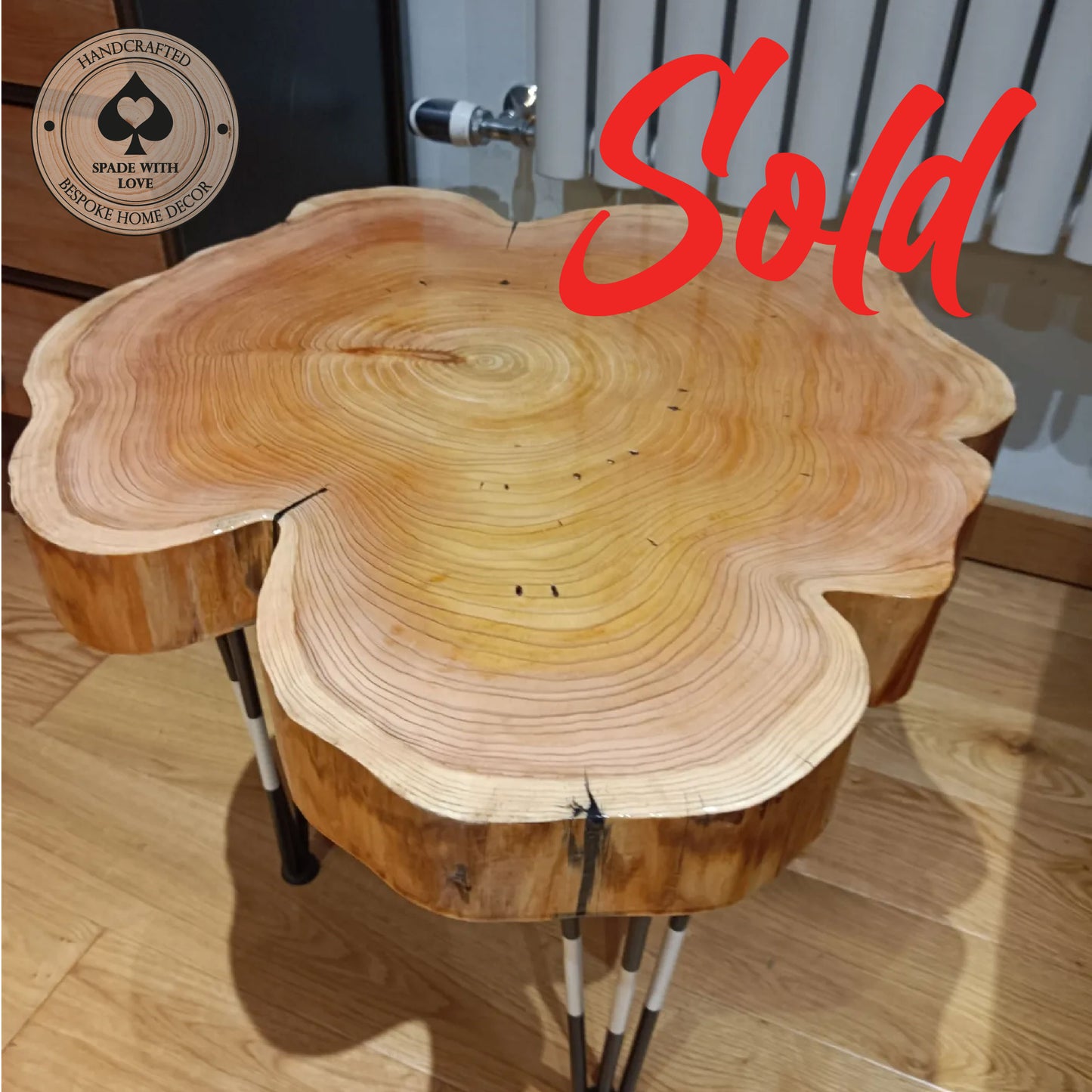Resin and Wood Side Tables - Natural Wood Shape with Black Resin Infill